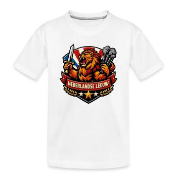 Holländischer Löwe mit Schwert und Rauch - Kinder Premium Bio T-Shirt - Weiß - Vorne