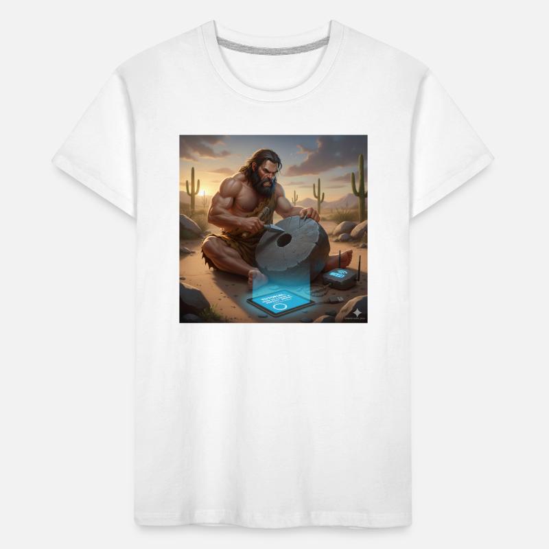Caveman Tech Support – Das erste Tutorial Kinder Premium Bio T-Shirt