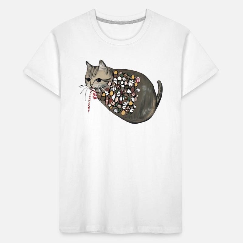 Candy Pattern Candy Cat Kids' Premium Organic T-Shirt