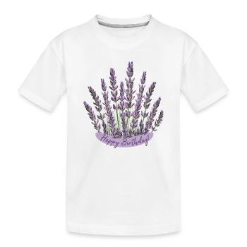 Lavender Birthday Greeting Purple Floral Birthday - Kids' Premium Organic T-Shirt - white - Front