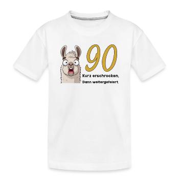 90 Geburtstag – Kurz erschrocken, dann gefeiert - Kinder Premium Bio T-Shirt - Weiß - Vorne