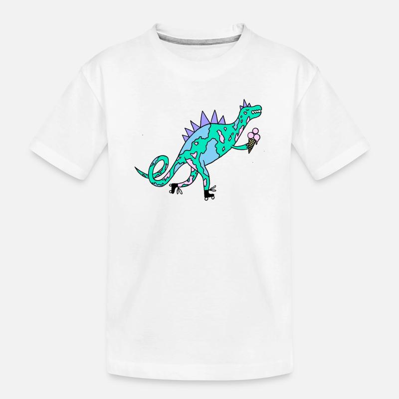 Rollerskates_Dino - Kinder Premium Bio T-Shirt - Weiß