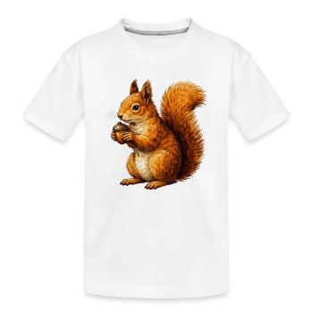 Niedliches Eichhörnchen mit Nuss –Tierillustration - Kinder Premium Bio T-Shirt - Weiß - Vorne