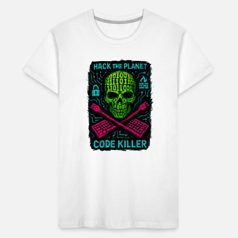 Hack the Planet Code Killer - Cyber Security Kids' Premium Organic T-Shirt