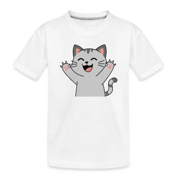 Fröhliche Katzenpfoten Jubel (Spitze Krallen) - Kinder Premium Bio T-Shirt - Weiß - Vorne