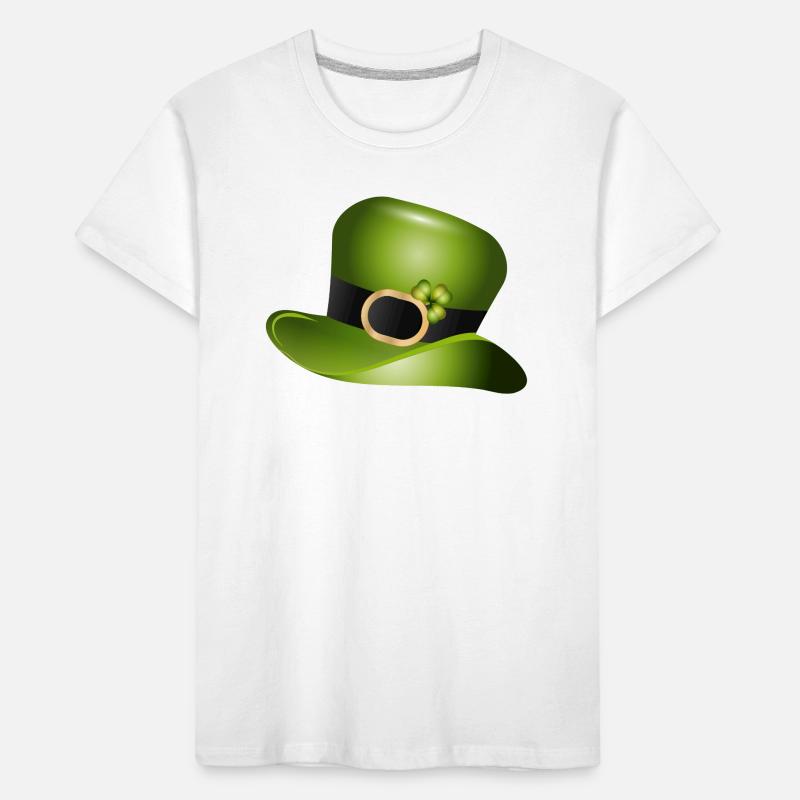 Haut-de-forme vert avec trèfle – Saint Patrick T-shirt bio Premium Enfant