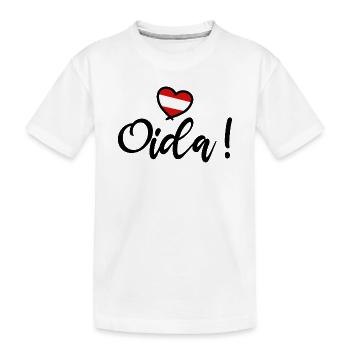Oida! Österreich Herz I love Austria Dialekt  - Kinder Premium Bio T-Shirt - Weiß - Vorne