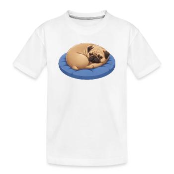 Süßer Mops Cartoon Hund Kuscheln Ausruhen - Kinder Premium Bio T-Shirt - Weiß - Vorne