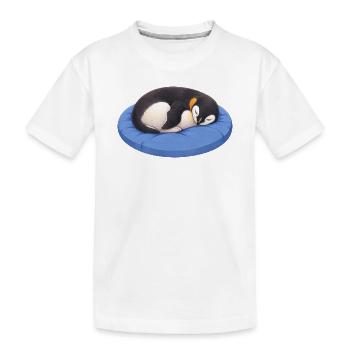 Mignon manchot de dessins animés endormi en train de se câliner - T-shirt bio Premium Enfant - blanc - Devant