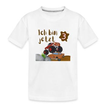 I'm Now 3 – Monster Truck Birthday Shirt - Kids' Premium Organic T-Shirt - white - Front