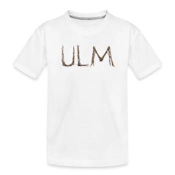 ULM lettering with twigs laid by the sparrow - Kids' Premium Organic T-Shirt - white - Front