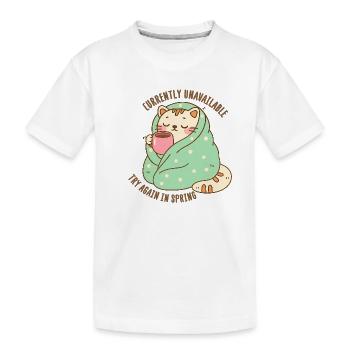 Kätzchen in einer Decke mit einer Tasse Kakao - Kinder Premium Bio T-Shirt - Weiß - Vorne