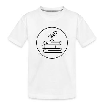 Pile de livres minimaliste avec lecture chaleureuse pour les plantes - T-shirt bio Premium Enfant - blanc - Devant