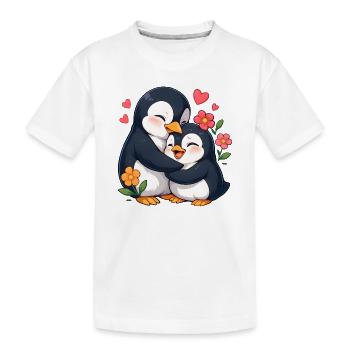 Duo Cœur de Pingouin Câlin - T-shirt bio Premium Enfant - blanc - Devant