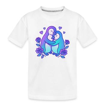 Duo d’amour des manchots dans la roseraie - T-shirt bio Premium Enfant - blanc - Devant