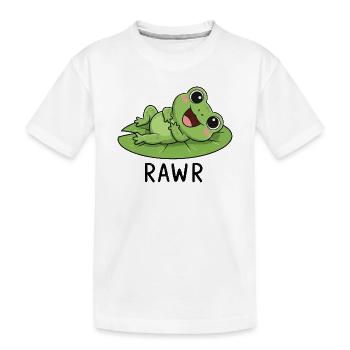 Süßer Cartoonfrosch mit Seerose Lachen Freude - Kinder Premium Bio T-Shirt - Weiß - Vorne