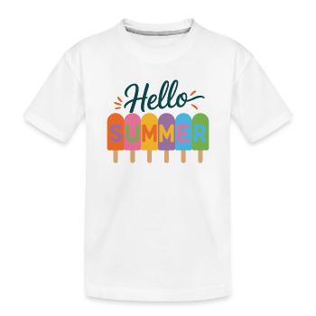 Hello Summer - Kids' Premium Organic T-Shirt - white - Front