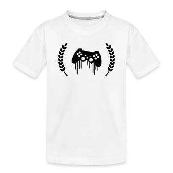 gaming kontroller kranz wappen - Kinder Premium Bio T-Shirt - Weiß - Vorne