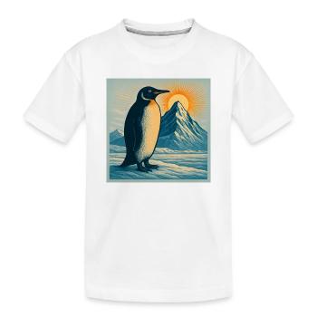 Penguin Sonnenaufgang über Eisbergen - Kinder Premium Bio T-Shirt - Weiß - Vorne