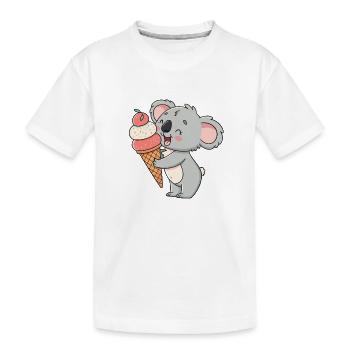 Koala gourmand et cornet de glace - T-shirt bio Premium Enfant - blanc - Devant