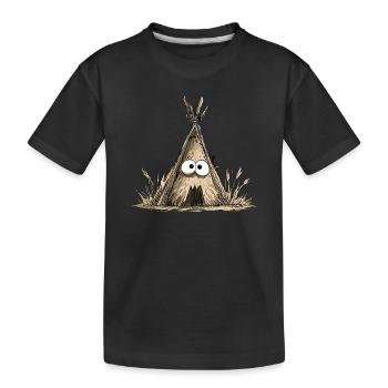 Lustiges Tipi Zelt mit Augen - Kinder Premium Bio T-Shirt - Schwarz - Vorne