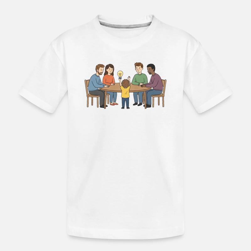 Kollektive Idee um einen Tisch - Kinder Premium Bio T-Shirt - Weiß