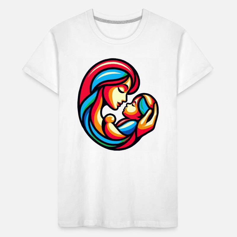 Bunte Mutter-Kind-Harmonie Kinder Premium Bio T-Shirt