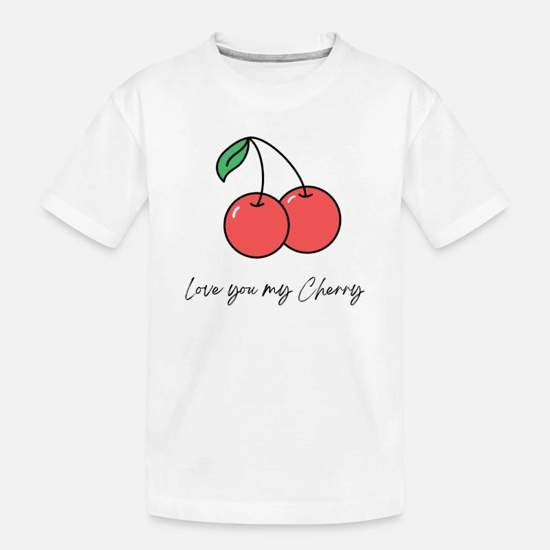 Double cerise avec déclaration d’amour - T-shirt bio Premium Enfant - blanc