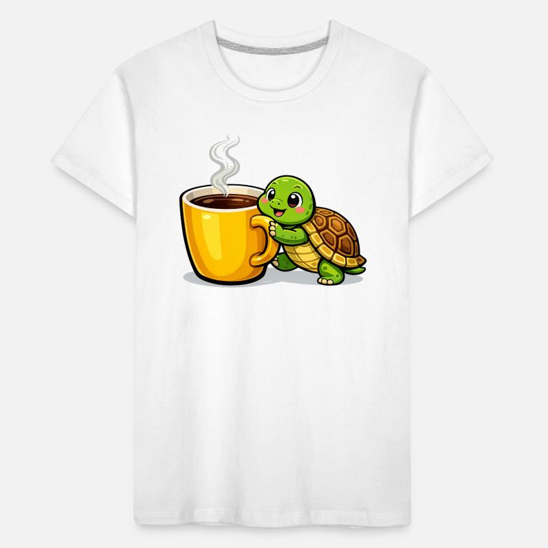 Kaffeeturtle mit dampfendem Becher Kinder Premium Bio T-Shirt