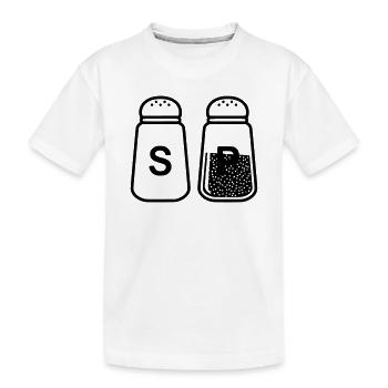 Salz und Pfeffer Streuer Set - Kinder Premium Bio T-Shirt - Weiß - Vorne
