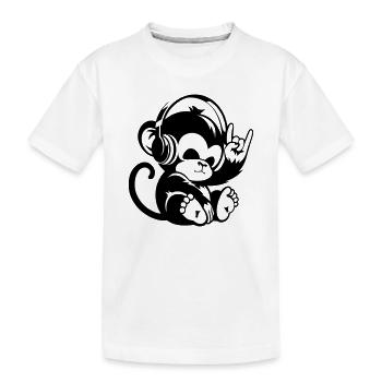 Singe de pierre avec écouteurs et signe de la main de pierre - T-shirt bio Premium Enfant - blanc - Devant