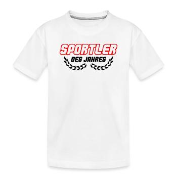 Sportsman lettering in red outline - Kids' Premium Organic T-Shirt - white - Front