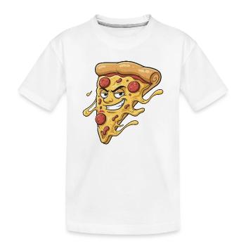 Pizza-Slice mit frechem Grinsen - Kinder Premium Bio T-Shirt - Weiß - Vorne