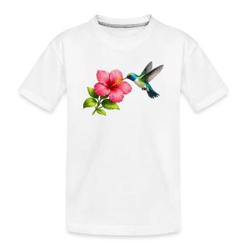 Kolibri am roten Hibiskus  - Kinder Premium Bio T-Shirt - Weiß - Vorne