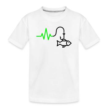 EKG Puls Angelhaken Outline - Kinder Premium Bio T-Shirt - Weiß - Vorne