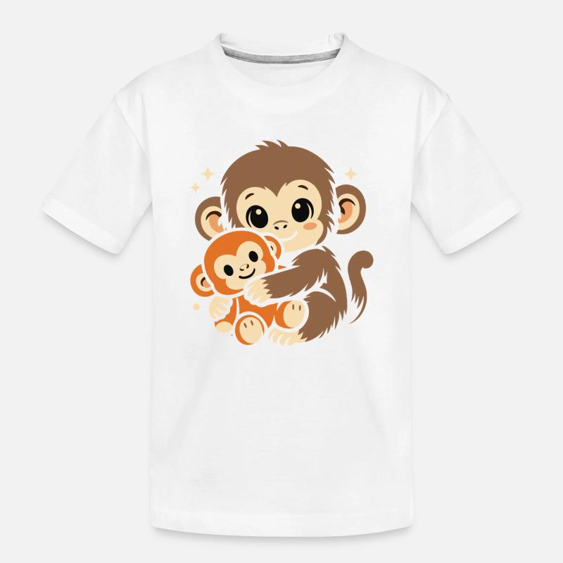 Punch Monkey Affe - Kinder Premium Bio T-Shirt - Weiß