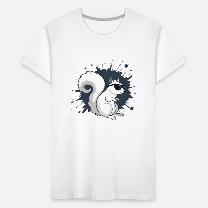 Schickes weißes Eichhörnchen mit schwarzer Brille Kinder Premium Bio T-Shirt