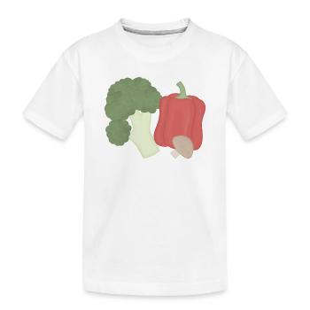 Trio de légumes brocoli poivre champignons - T-shirt bio Premium Enfant - blanc - Devant