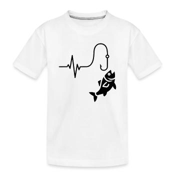 EKG Puls Fisch Silhouette - Kinder Premium Bio T-Shirt - Weiß - Vorne
