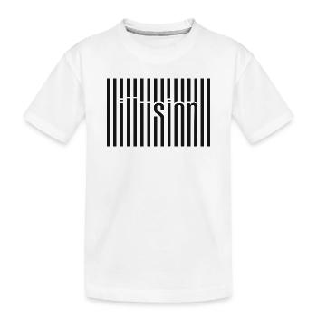 Illusion Barcode Textkunst - Kinder Premium Bio T-Shirt - Weiß - Vorne