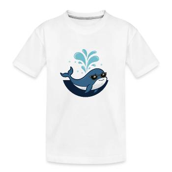 Whale Stylish Black Glasses - Kinder Premium Bio T-Shirt - Weiß - Vorne