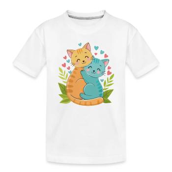 cuddling kittens - Kids' Premium Organic T-Shirt - white - Front