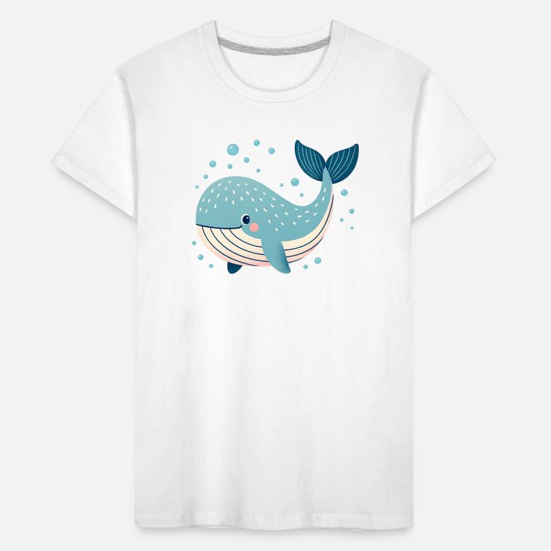 Blue Whale with Bubbles Kids' Premium Organic T-Shirt