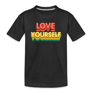 Retro Rainbow Self-Love - Kids' Premium Organic T-Shirt - black - Front