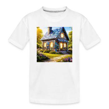 Cottage en mosaïque : Maison colorée - T-shirt bio Premium Enfant - blanc - Devant