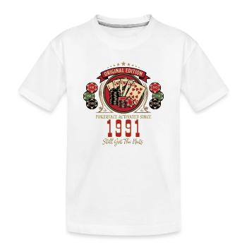 Poker T-Shirt 1991 Birthday, Poker Legend Shirt - Kids' Premium Organic T-Shirt - white - Front
