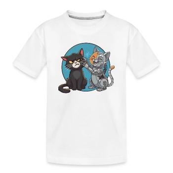 Chat and Robot - Kids' Premium Organic T-Shirt - white - Front