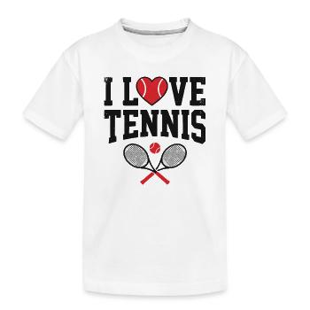 Tennis T-shirt, I Love Tennis Shirt, Hoodie, Tasse - Kinder Premium Bio T-Shirt - Weiß - Vorne