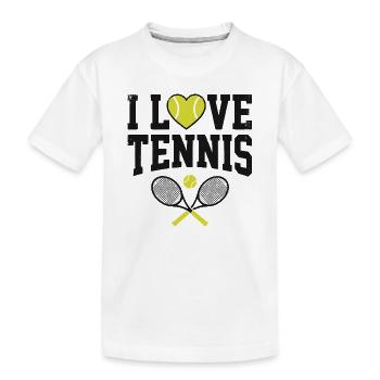 Tennis T-shirt, I Love Tennis Shirt, Hoodie, Tasse - Kinder Premium Bio T-Shirt - Weiß - Vorne