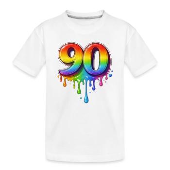 90 Rainbow Retro Number - Kids' Premium Organic T-Shirt - white - Front
